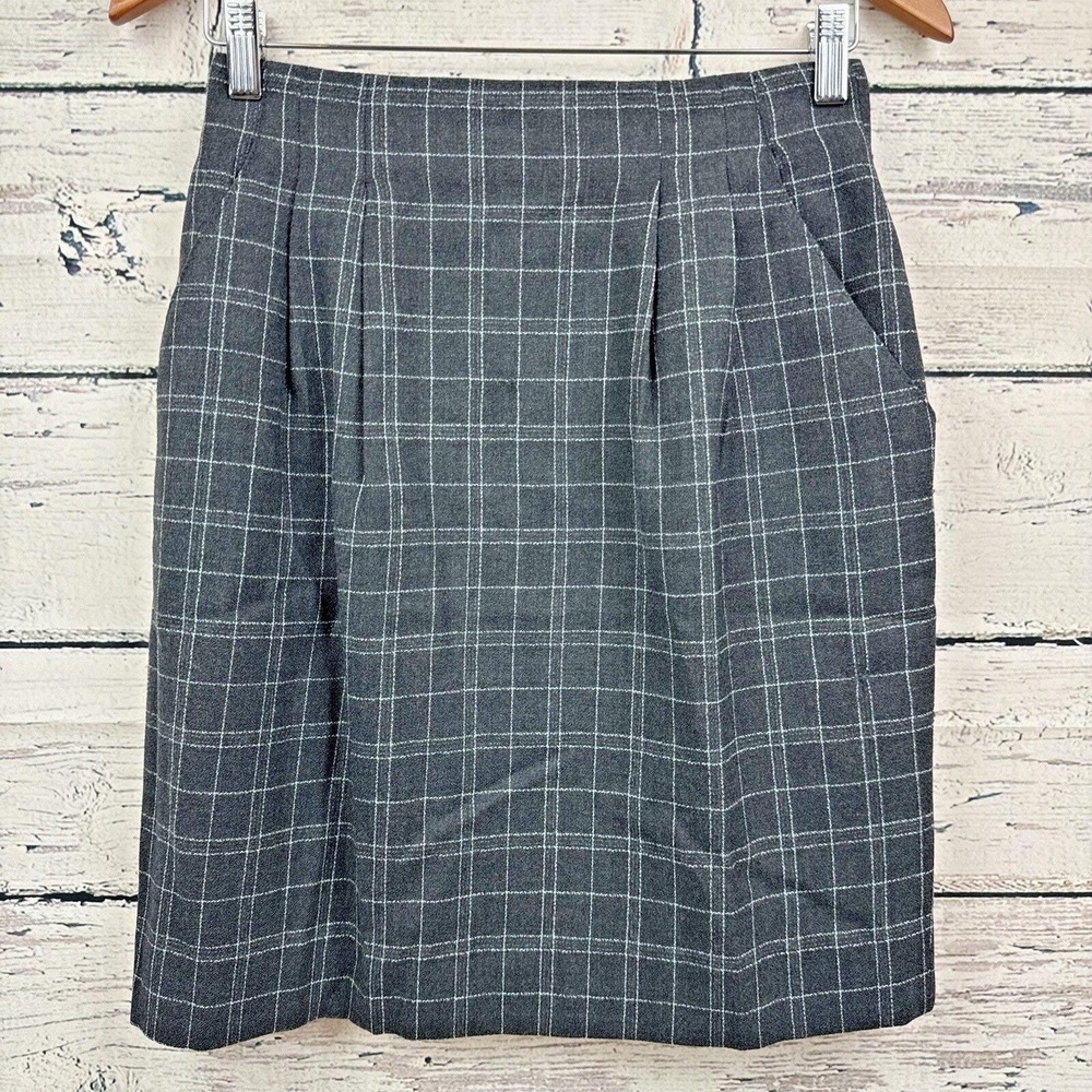 Talbots Tartan Plaid Green‎ Pure Wool Lined Midi Skirt [Size 8] Made In USA